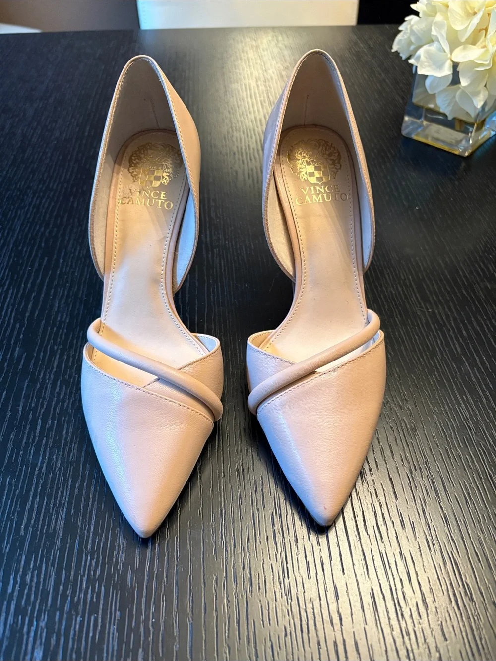 Vince Camuto Blush Leather Pointed D'Orsay Pumps - Picture 1 of 4